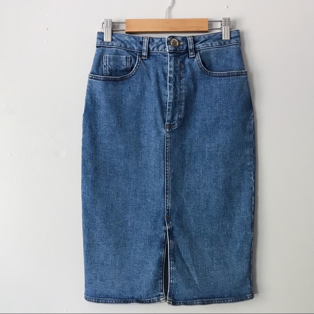 Asos Stretch Denim Jean High Waist Pencil Skirt - Picture 1 of 6